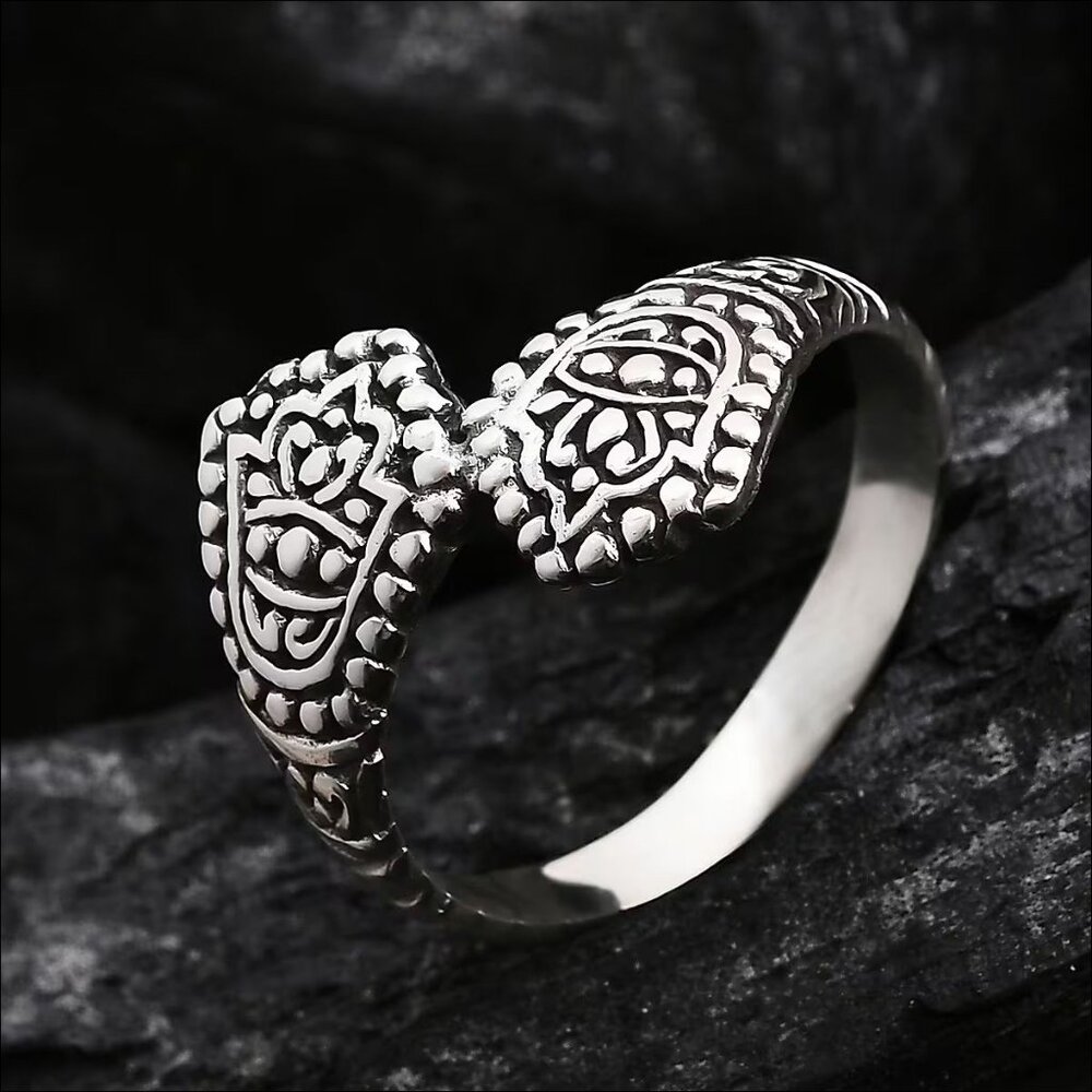 Artisan Bali Legacy Sterling Silver Scrollwork Hamsa Bypass Ring Eye Motif New